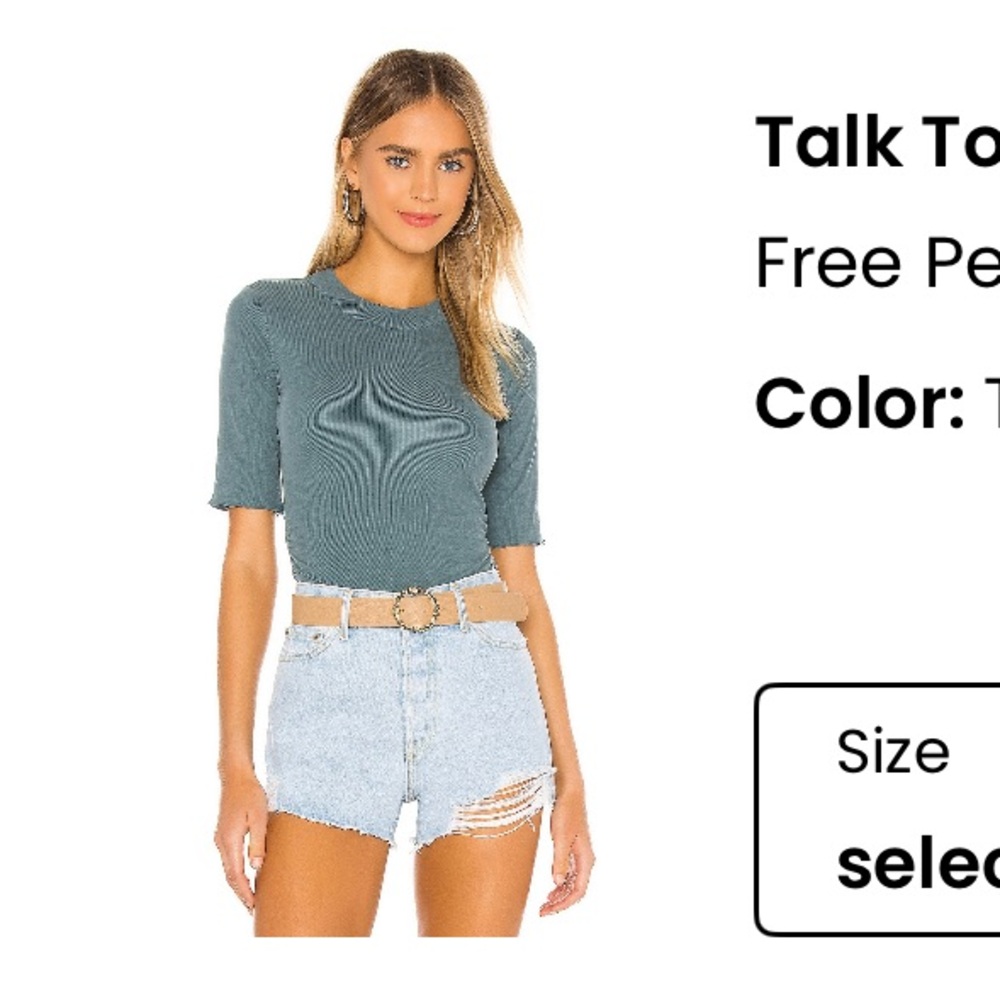 Free People Long Sleeve Teal Shirt